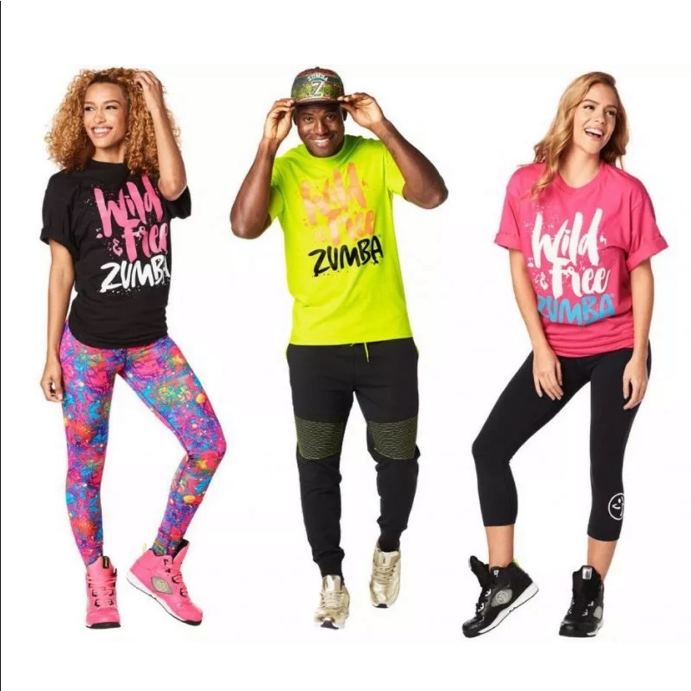NEW!! UNISEX ZUMBA FITNESS-WILD N’ FREE PARTY TEE
